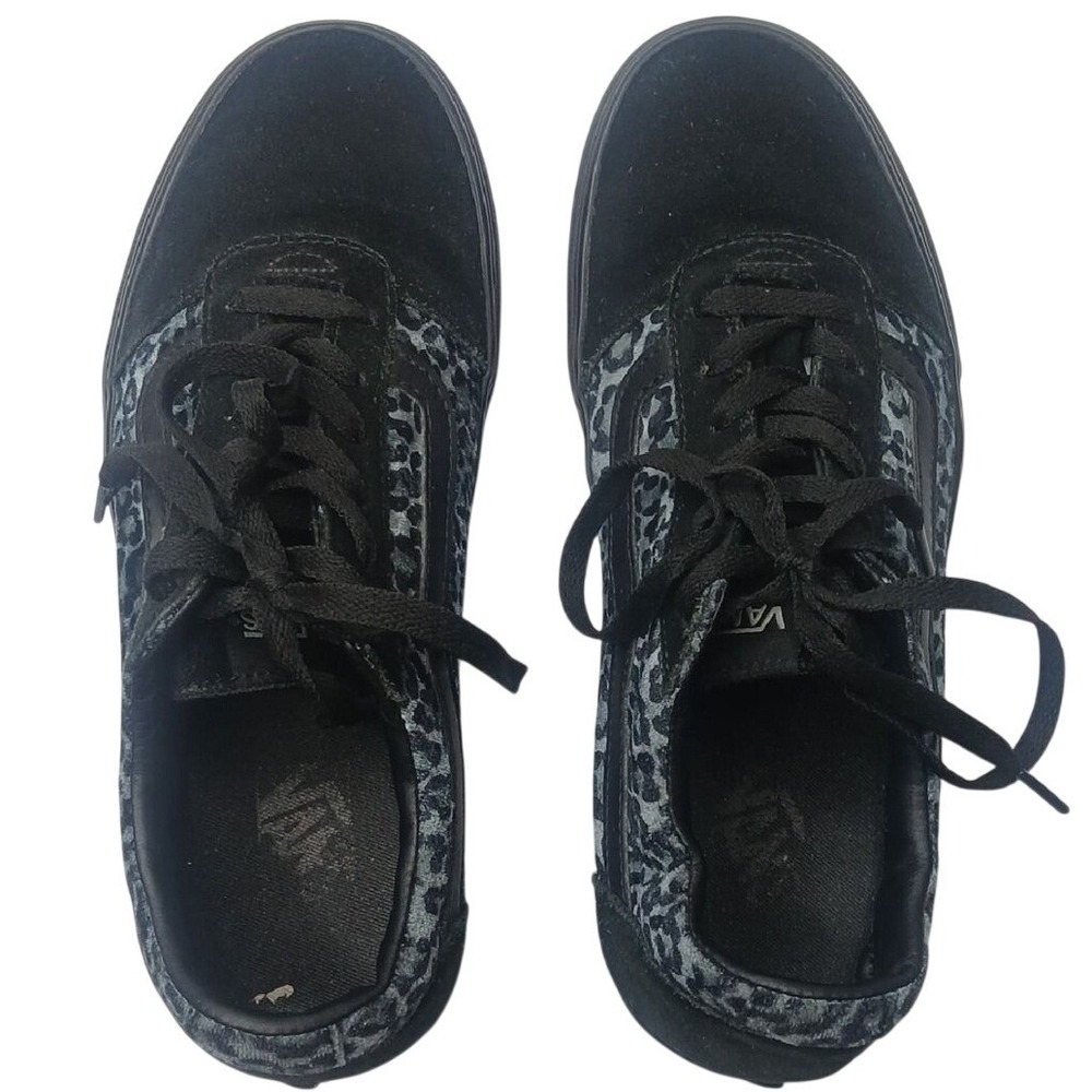 Vans Ward Sneakers Womens 9.5 Black Grey Leopard Print Suede Low Top Skate Shoes - Picture 5 of 8